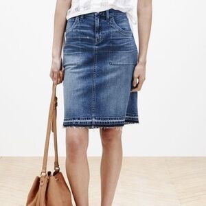 Madewell Released Raw Edge Hem Distressed Denim Skirt